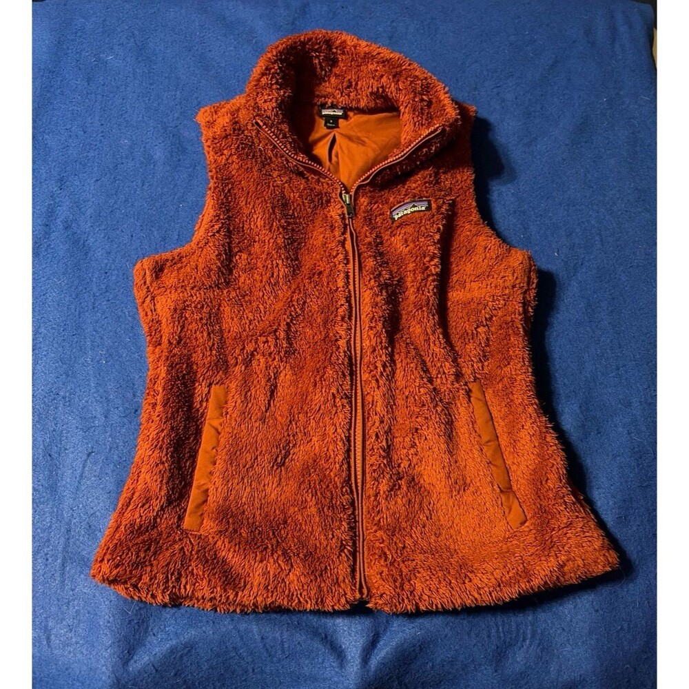 Patagonia Women’s Small High Pile Fleece Vest Rust Orange Full Zip